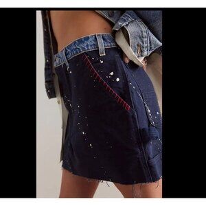 Free People x Tricia Fix Carhartt Mini Skirt Womens XS Denim Vintage Repurposed